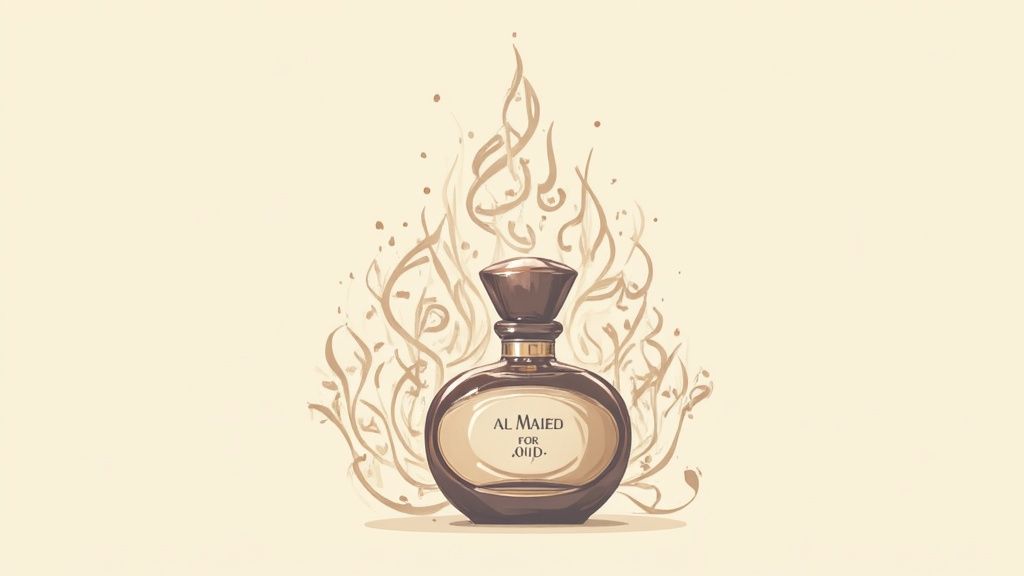 Bottles of Al Majed for Oud perfumes displayed elegantly
