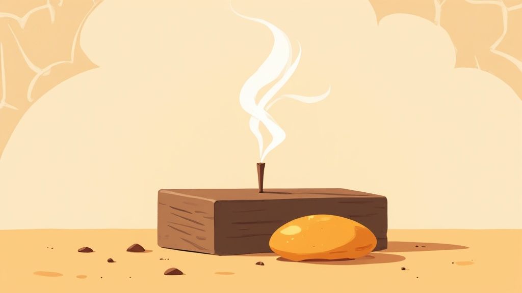 Man surrounded by perfume ingredients