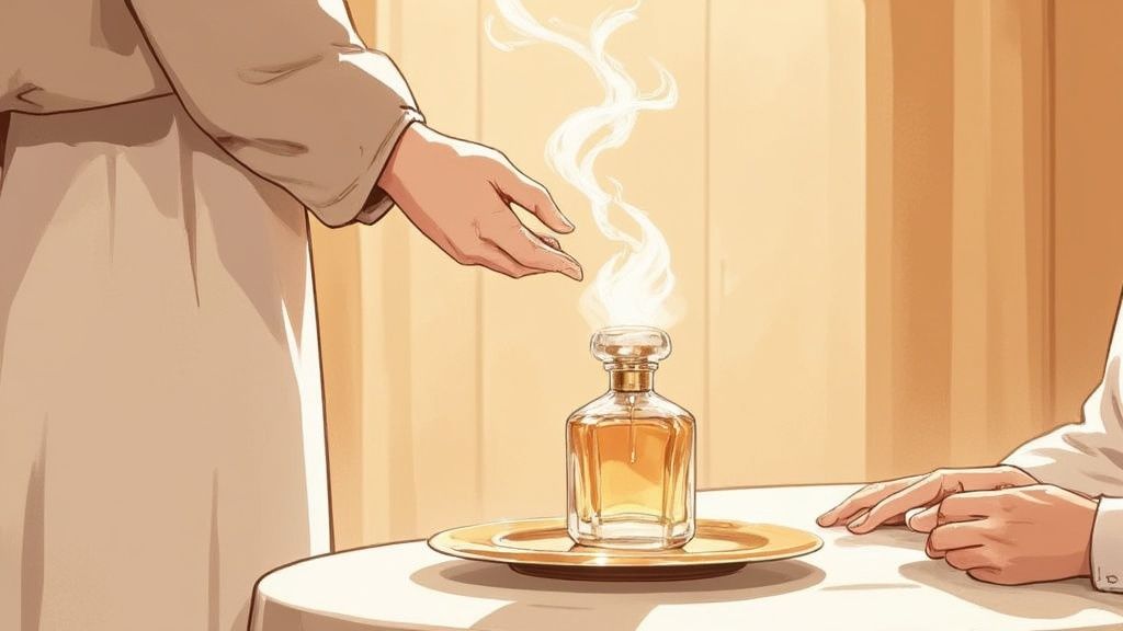 A beautifully arranged ladies perfume gift set featuring elegant bottles and flowers.