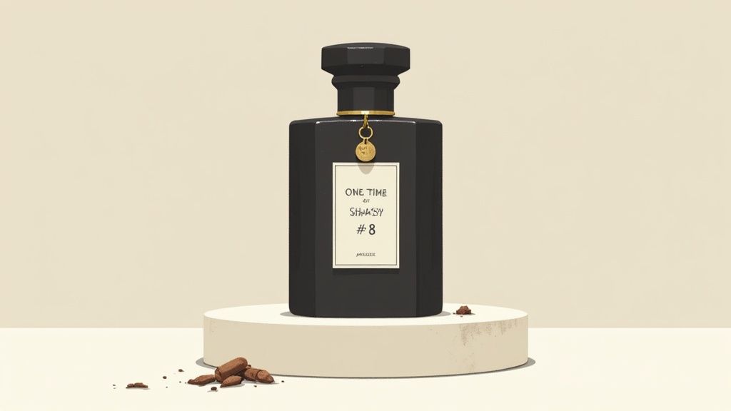 A stylized, artistic photo of a limited edition perfume bottle.