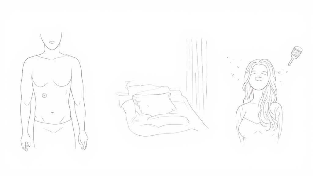 Woman applying mist to her pulse points