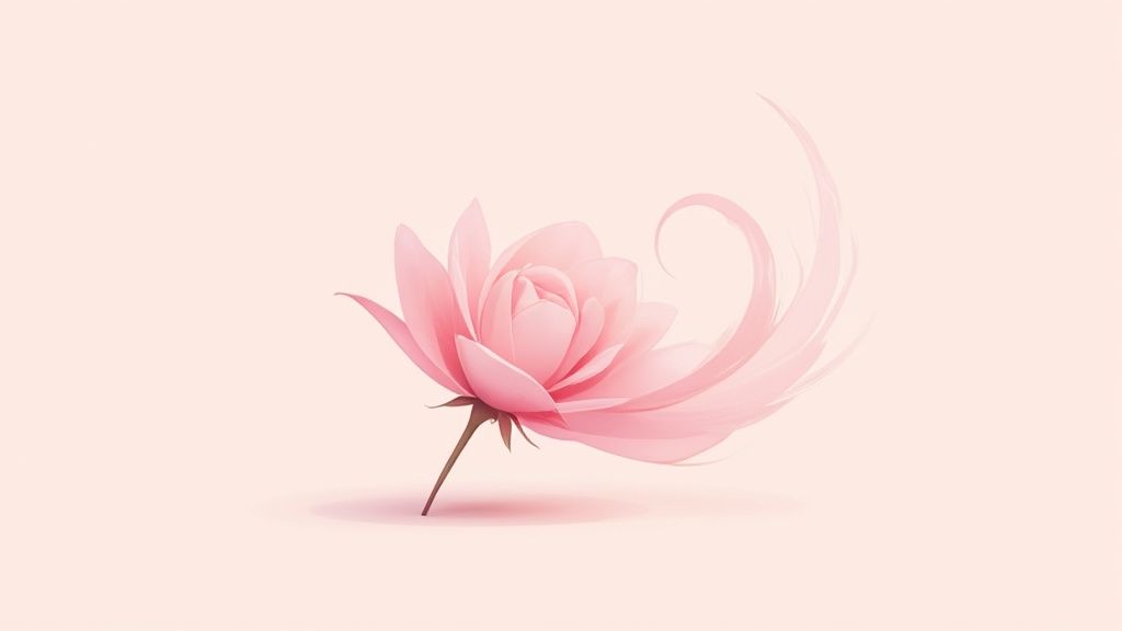 A stylishly arranged bottle of Roses Musk Montale perfume surrounded by pink roses and musk elements