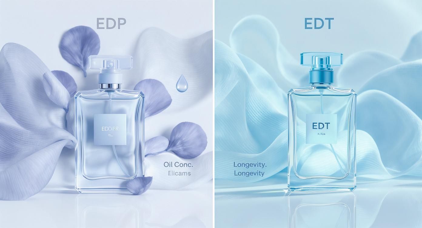 Infographic about difference between eau de parfum and eau de toilette