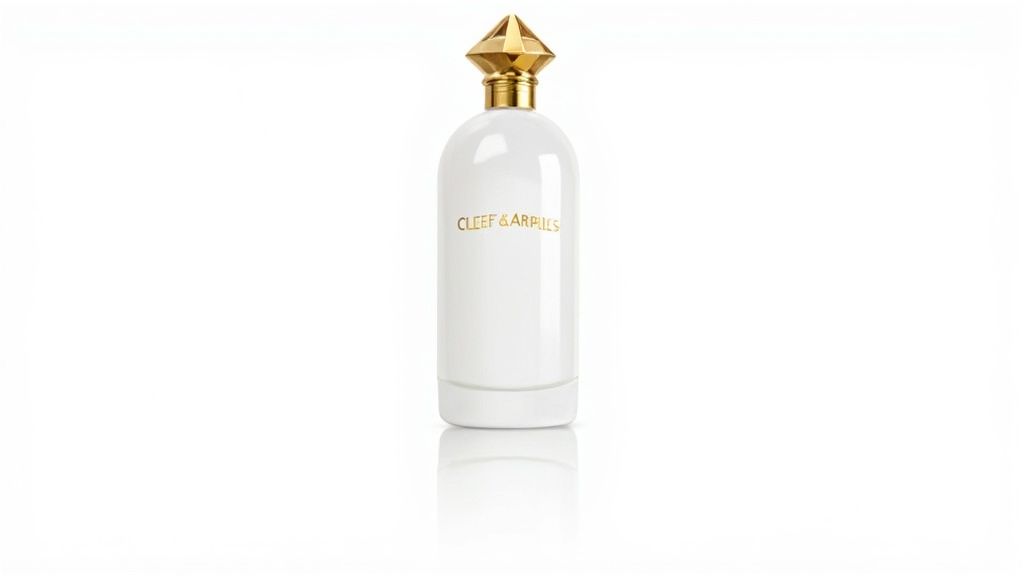 A luxurious perfume bottle from Parfum Van Cleef and Arpels, artistically displayed.