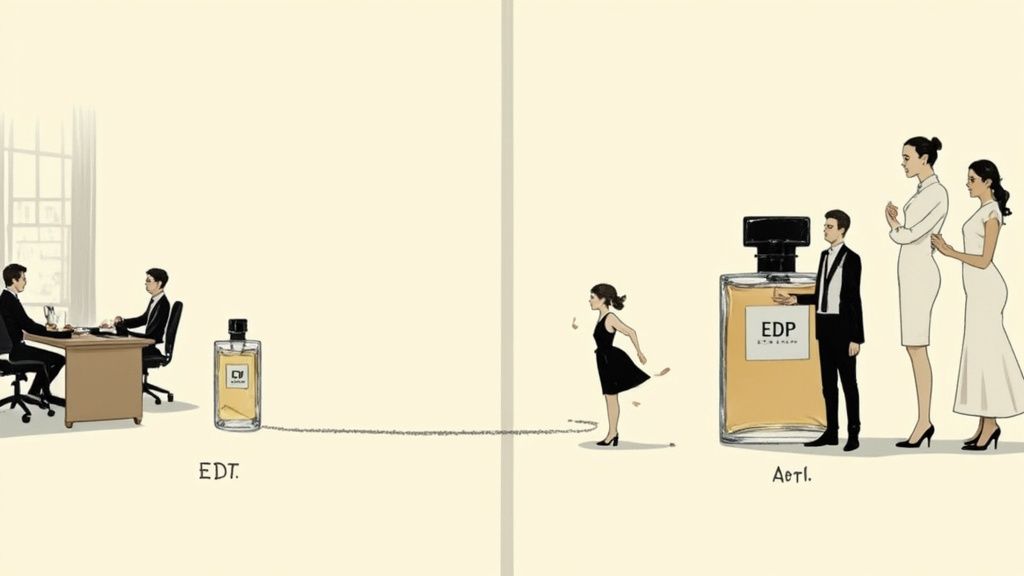 A collection of luxurious perfume bottles displayed elegantly