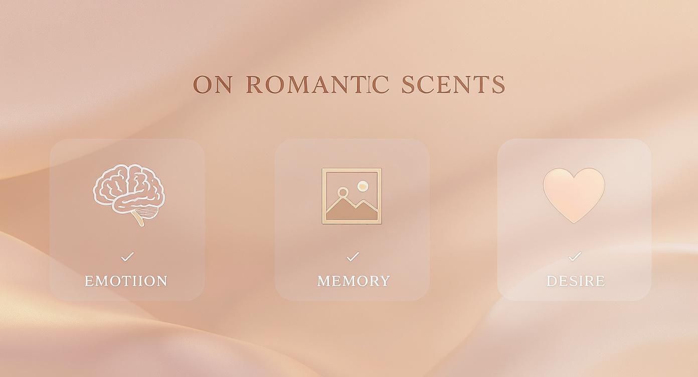 Infographic showing the connection between scent and emotion, memory, and desire