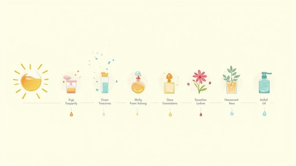 Different perfume bottles on a shelf