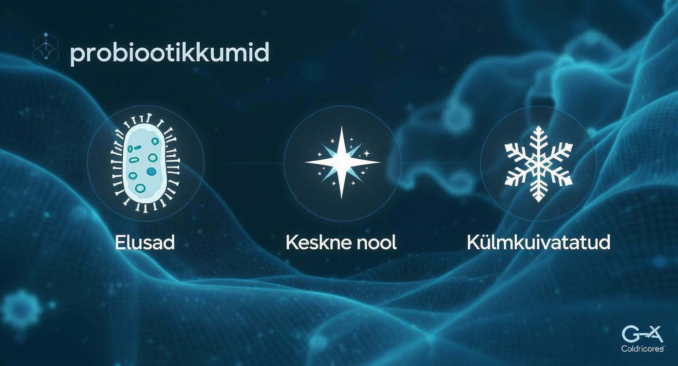 Probiootikumide omadused: elusad bakterikultuurid, keskne nool ja külmkuivatatud säilitamine