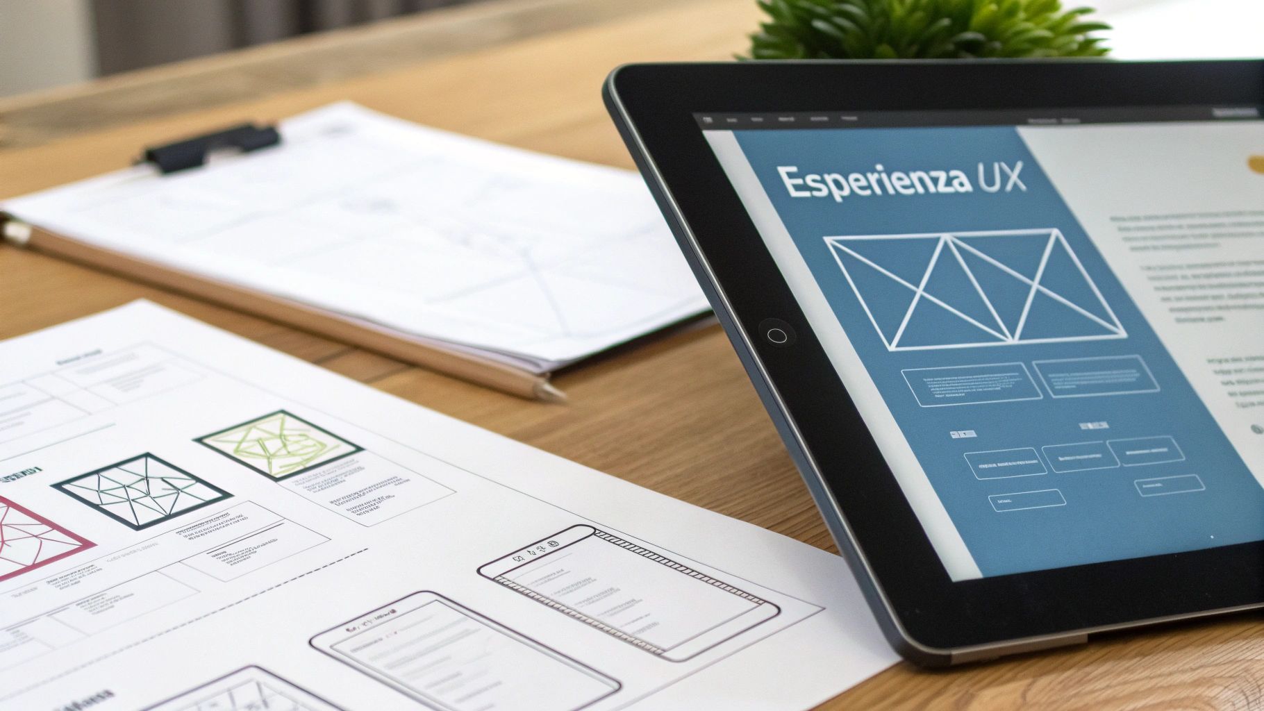 Una persona interagisce con un'interfaccia utente su un tablet