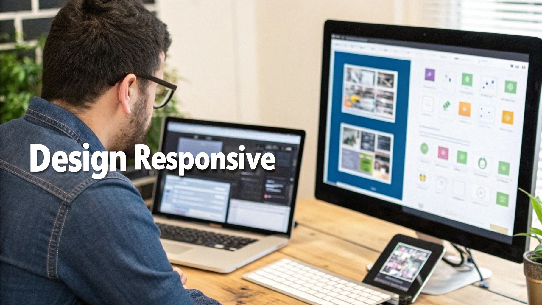 Una scrivania con un laptop, taccuini e materiale per brainstorming, a simboleggiare la fase strategica della creazione di un sito web.