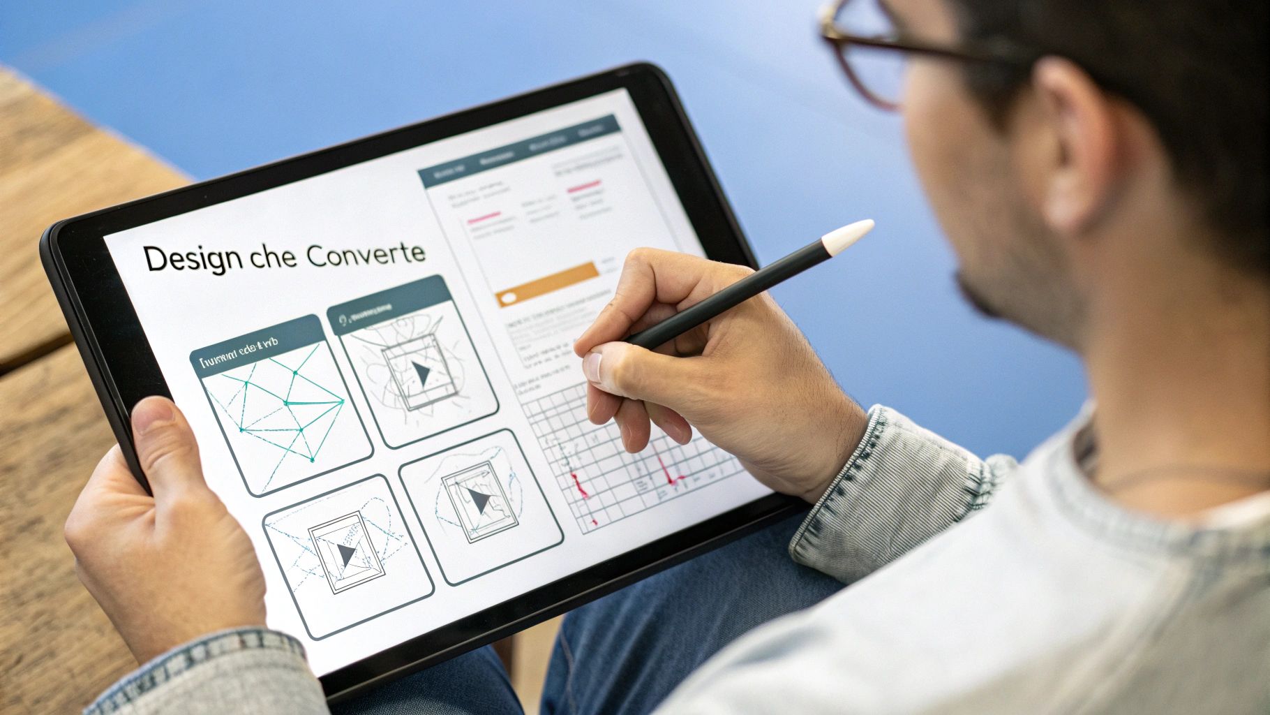 Una persona interagisce con un'interfaccia utente su uno schermo touch, simbolo di una buona UX/UI.