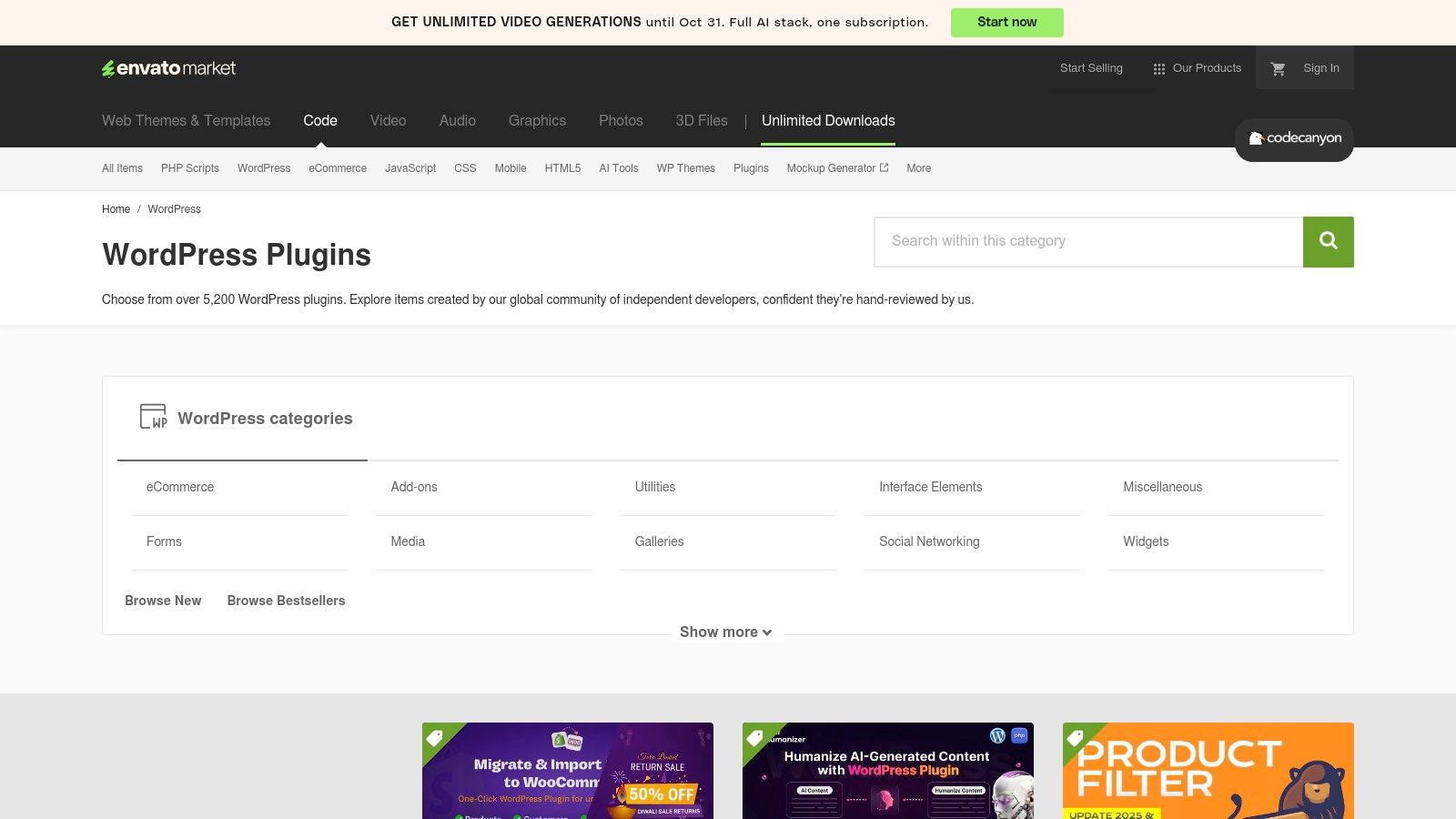 CodeCanyon (Envato Market) – Sezione WordPress