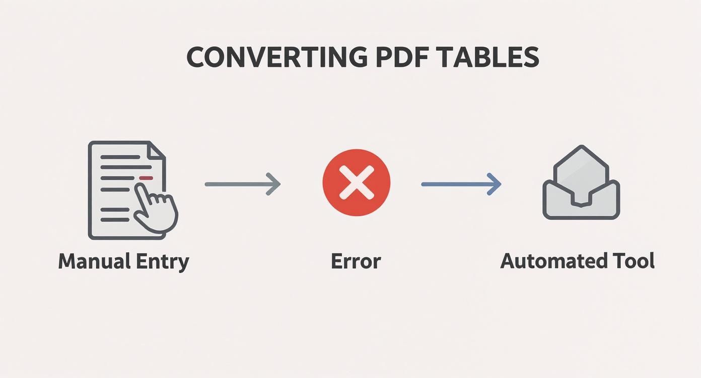 Infographic about how to convert a pdf table into excel