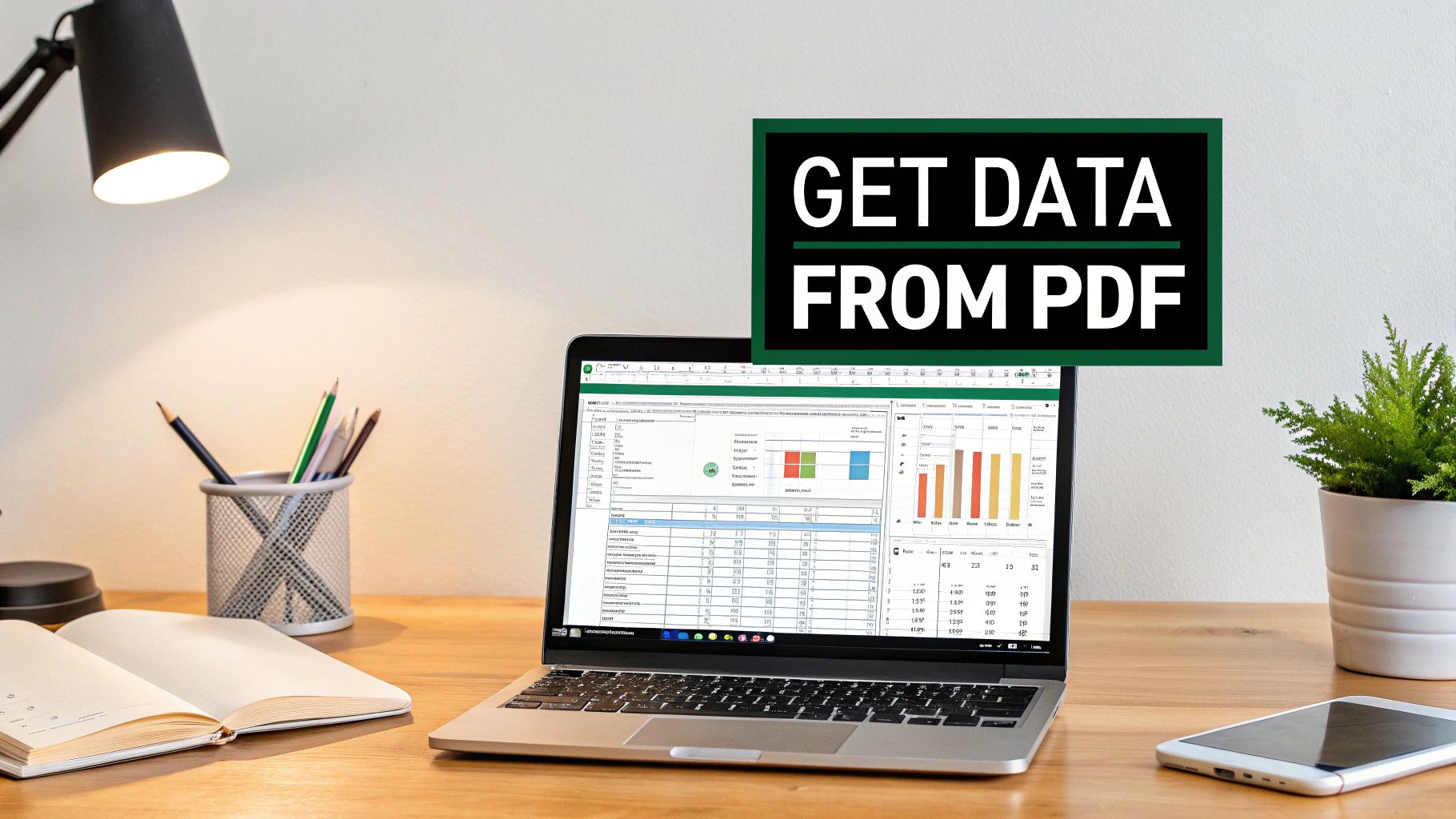 An Excel spreadsheet displaying data imported from a PDF file.