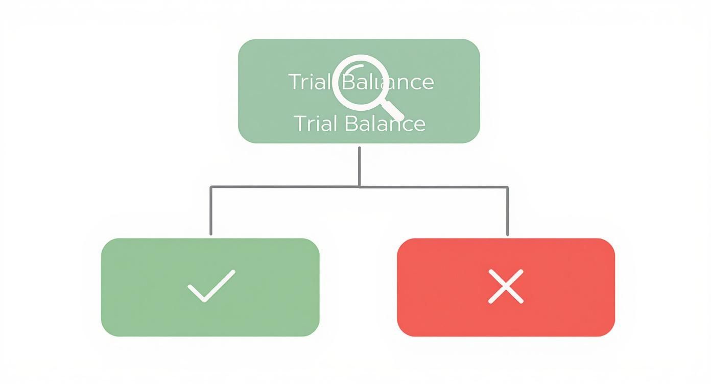 Infographic about what is a trial balance used for