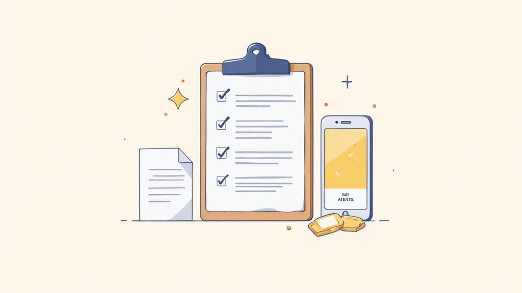 A checklist on a clipboard with a pen, symbolising compliance and organisation