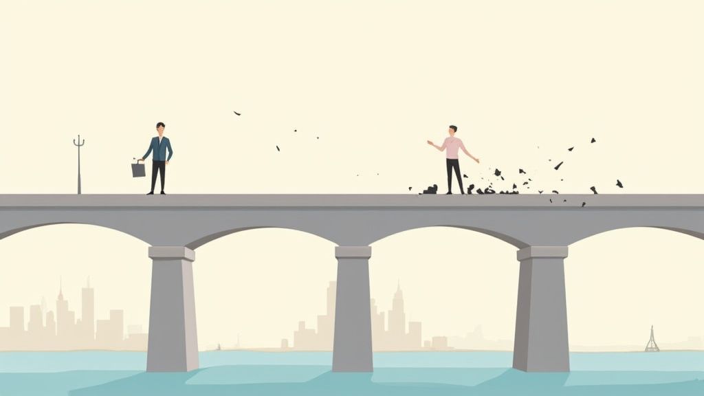 A legal document being reviewed by two business partners, signifying the importance of partnership agreements.