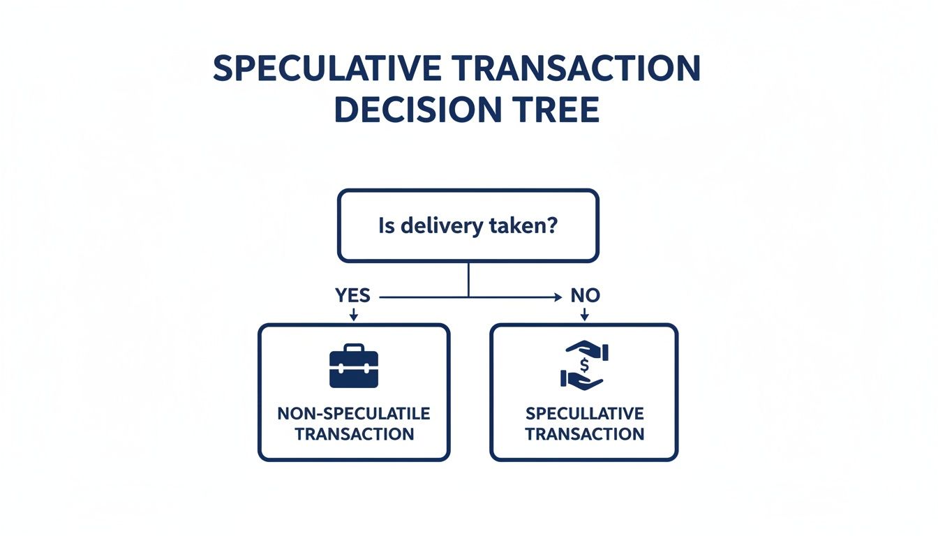 A decision tree illustrating speculative and non-speculative transactions based on delivery.