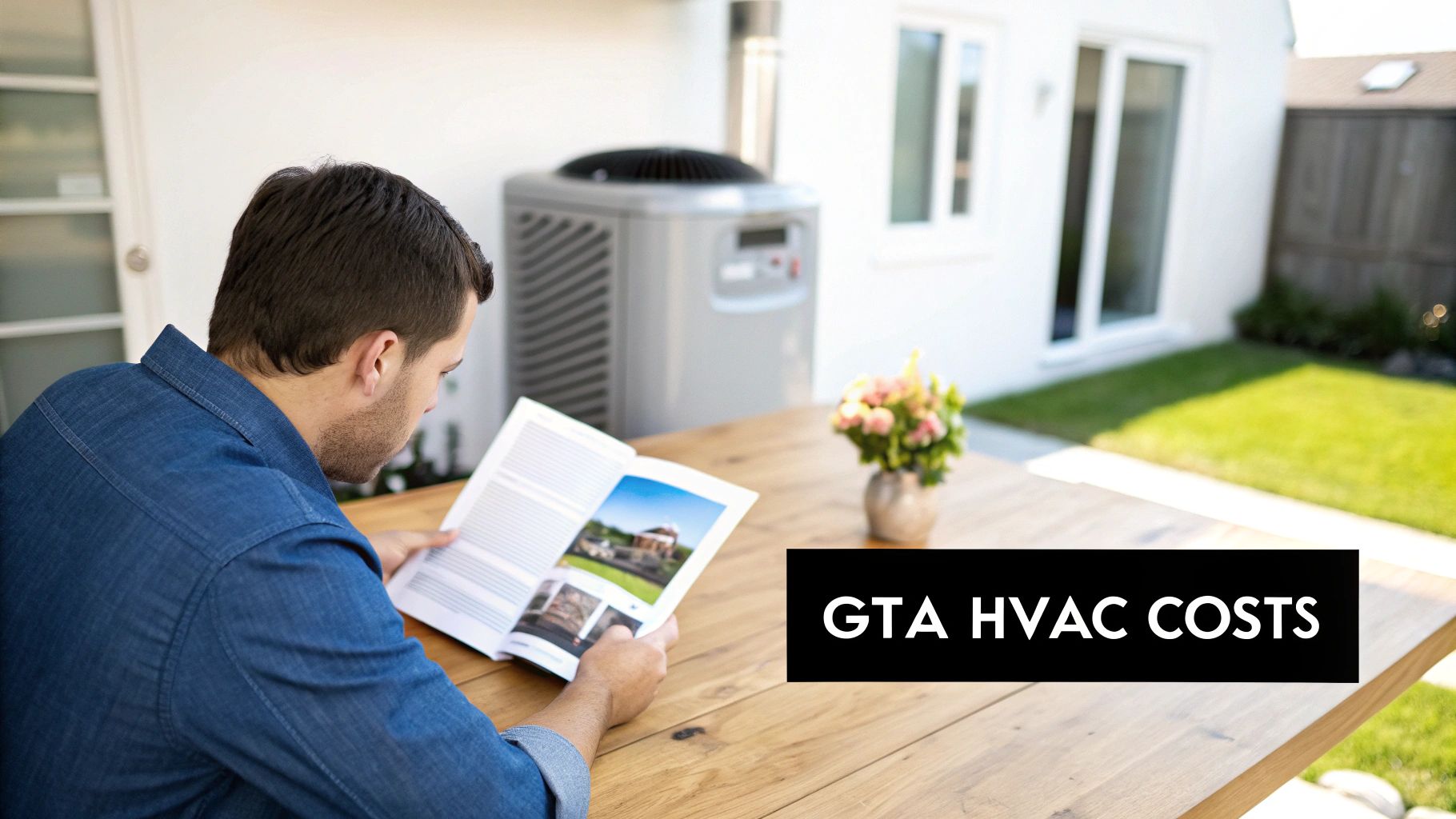 Technician examining an HVAC unit's components