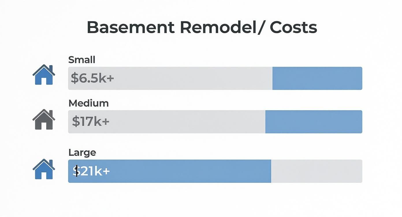 Infographic about cost to remodel basement