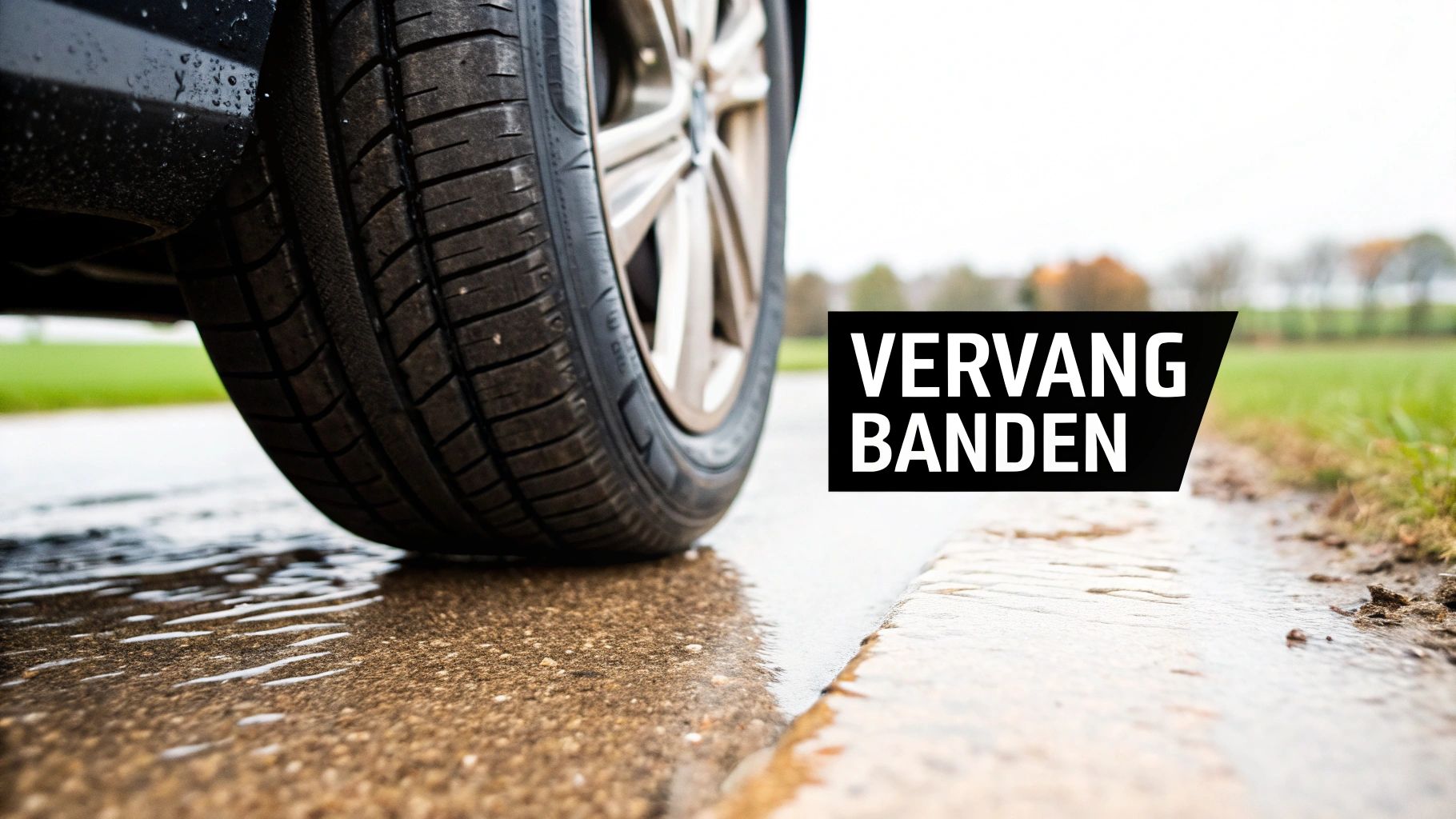 Een monteur die een autoband inspecteert voor vervanging.