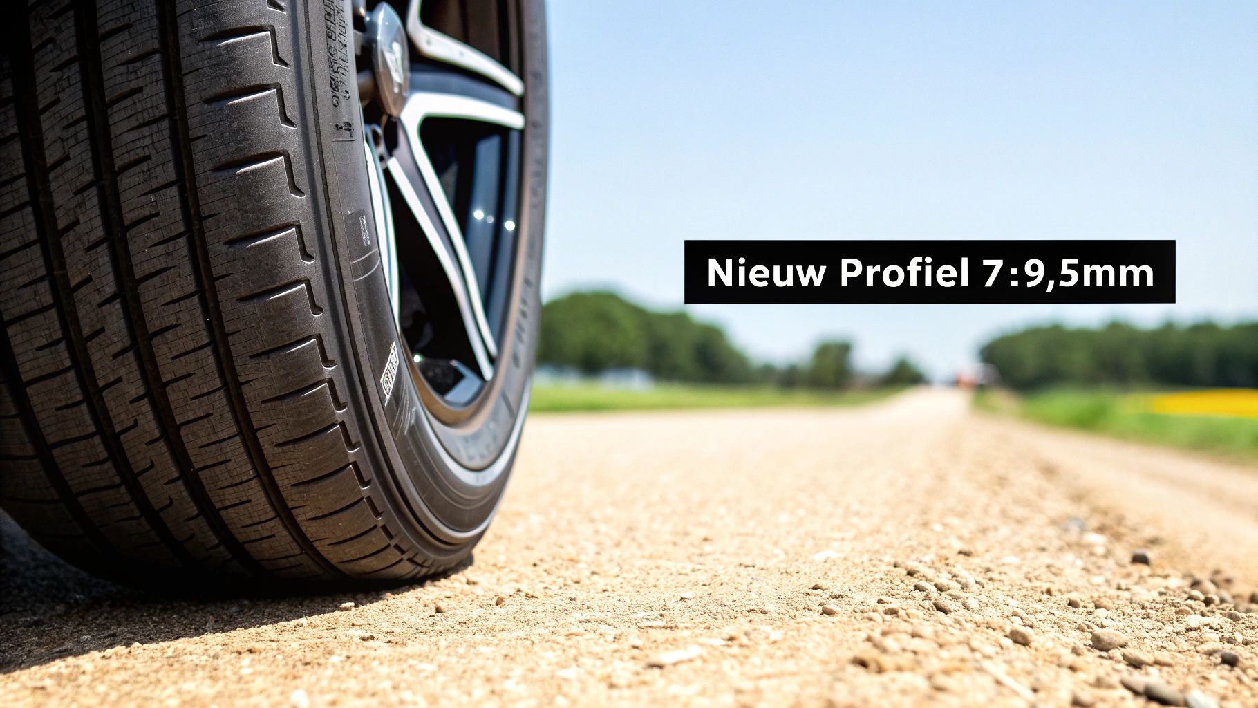 Profieldiepte banden nieuw: waarom het cruciaal voor veiligheid 3 Een close-up van een autoband op een natte weg, wat het belang van profieldiepte benadrukt