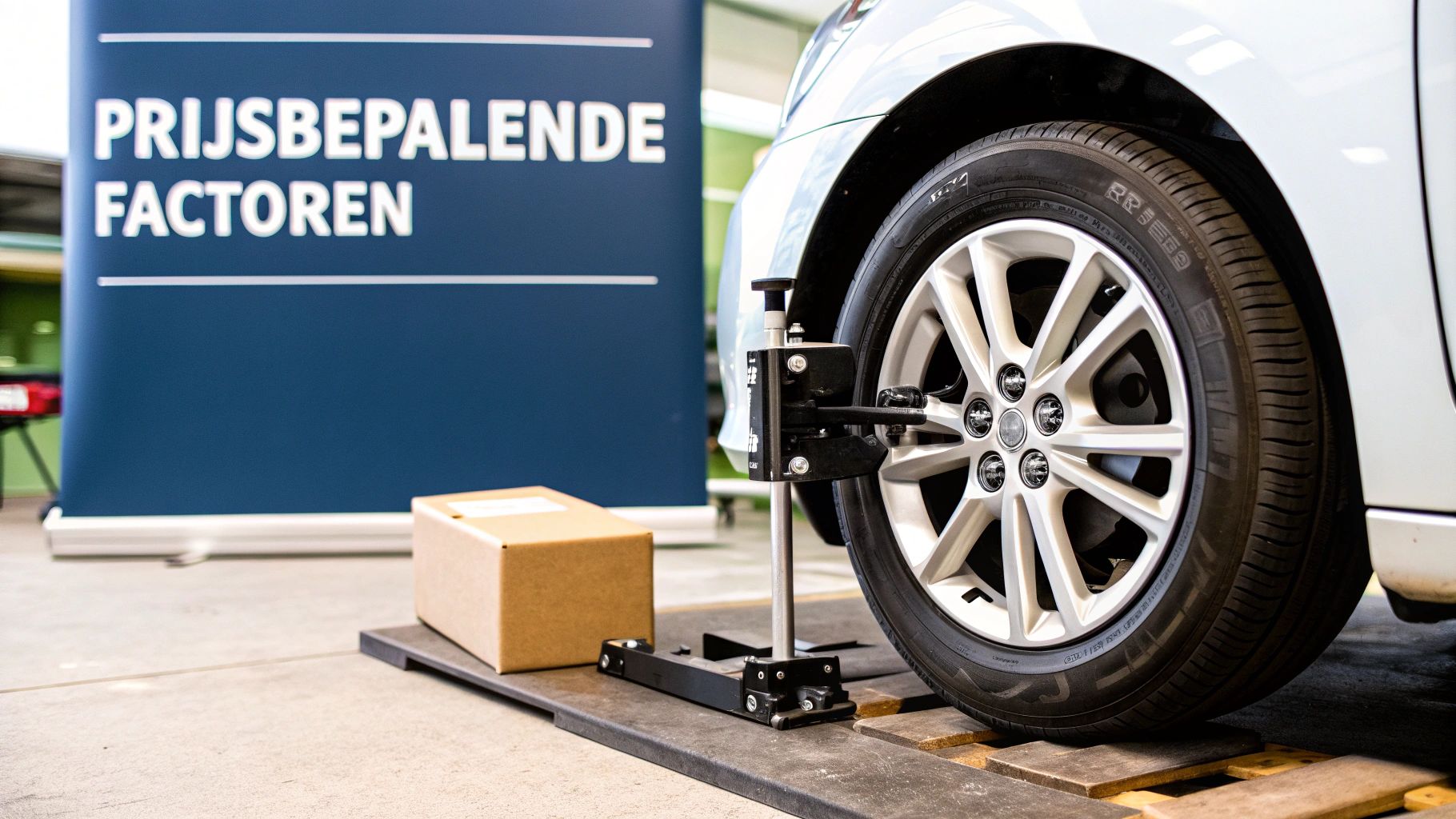 Alles over kosten uitlijnen banden: wat betaal je echt? 5 Een monteur gebruikt een machine voor het balanceren van een band