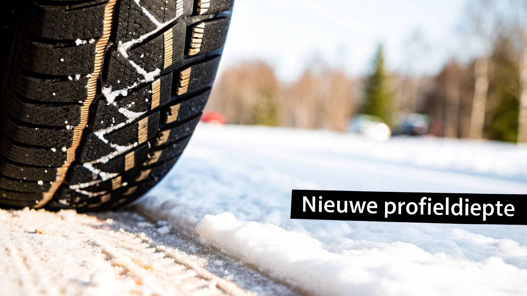 Nieuwe winterband profieldiepte detailopname