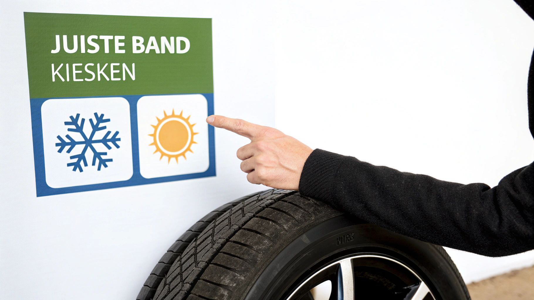 Verschillende soorten autobanden uitgestald in een garage.