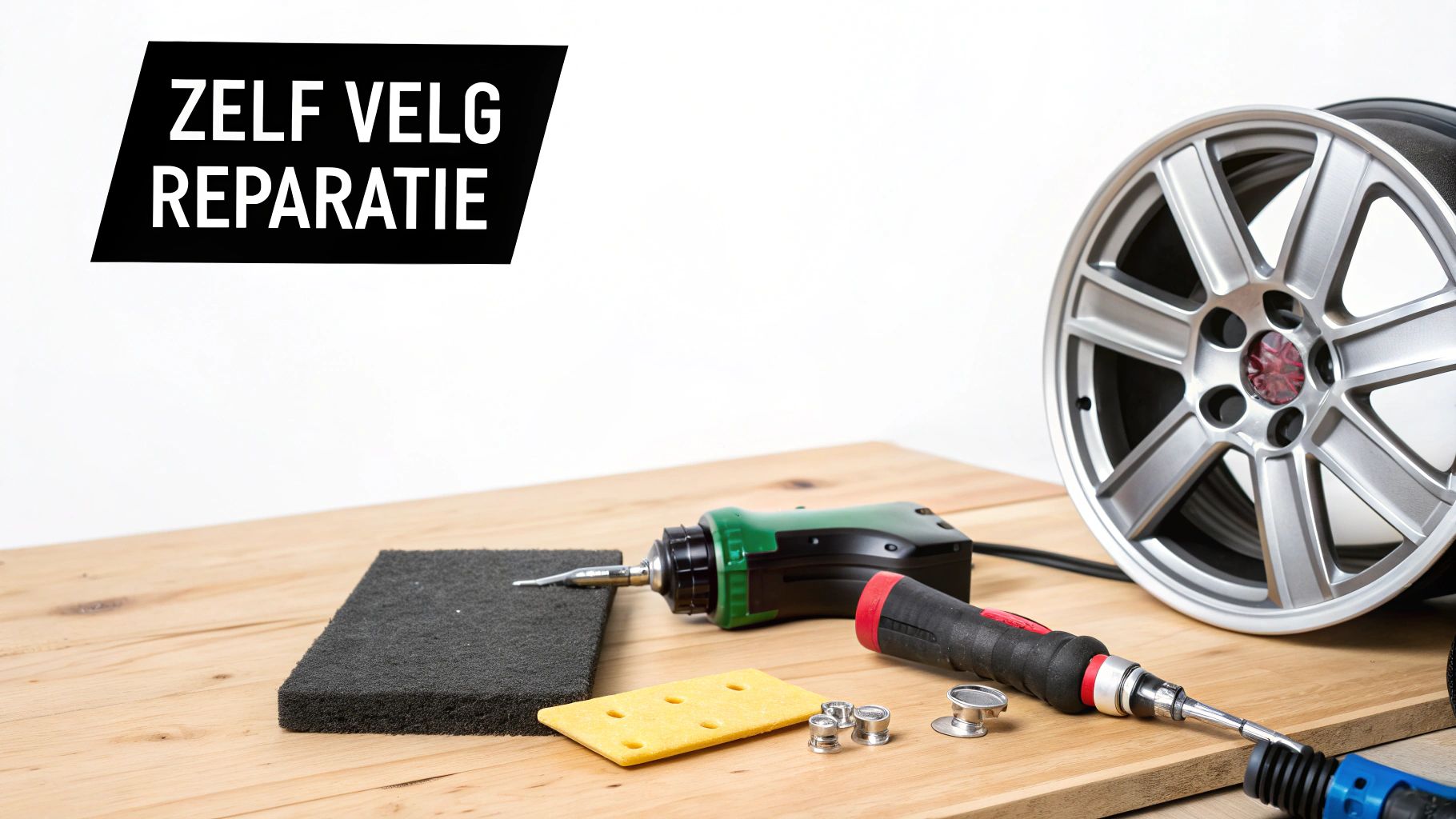 Iemand die lichte velgschade inspecteert