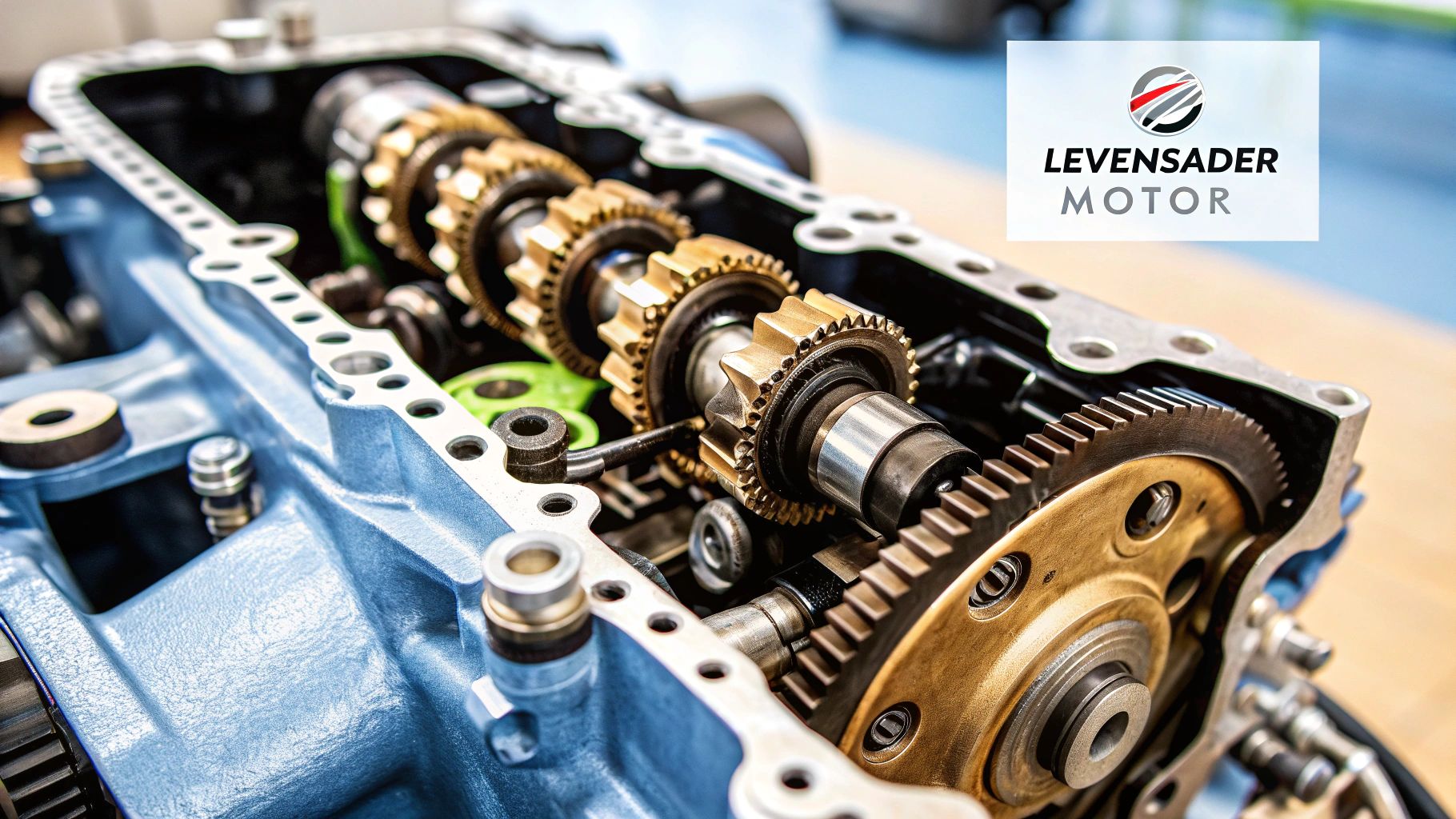 Een close-up van schone motorolie die in een motor wordt gegoten