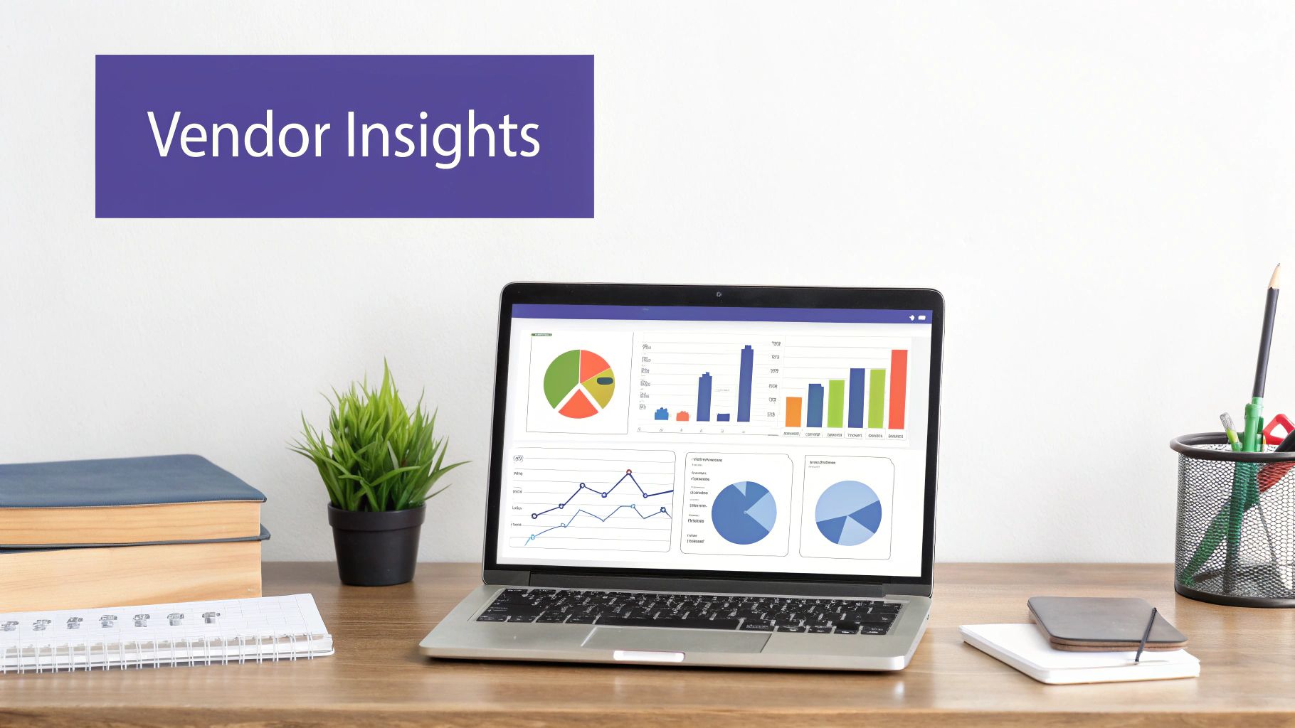 An abstract image representing data analytics with charts and graphs, symbolizing vendor performance intelligence.