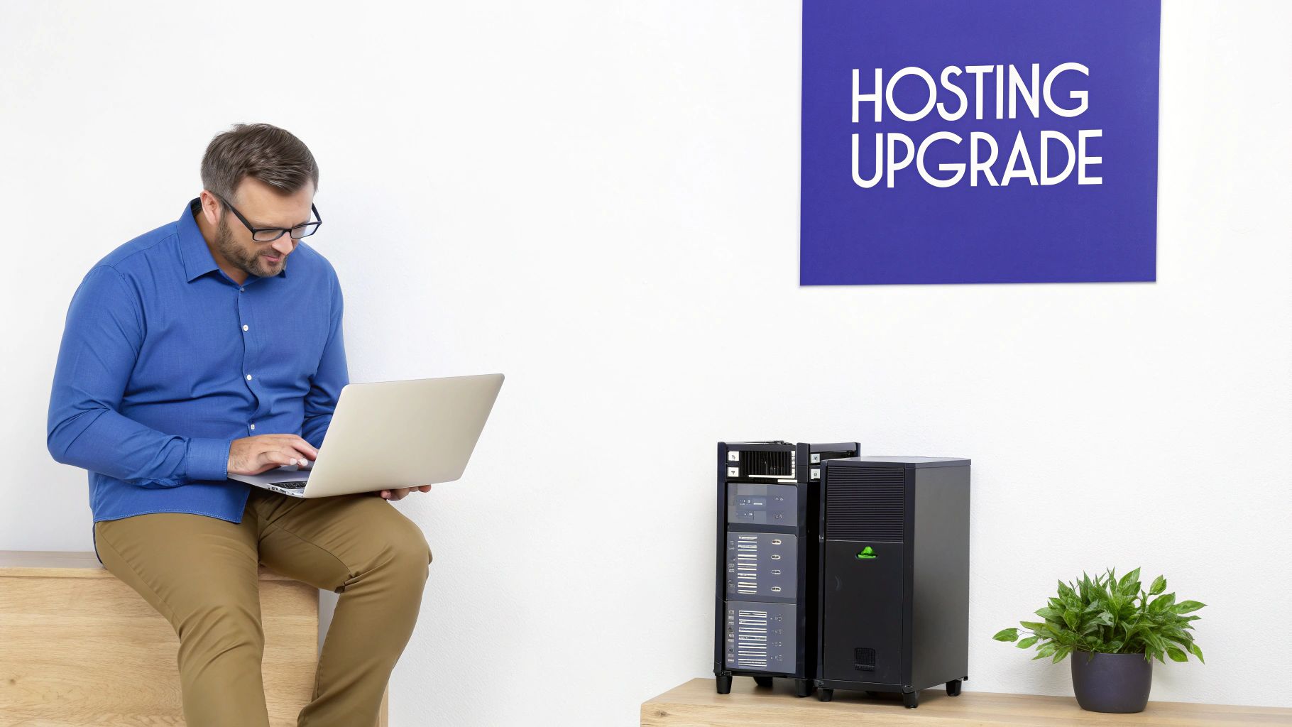 A network of interconnected servers in a data center, symbolizing hosting infrastructure