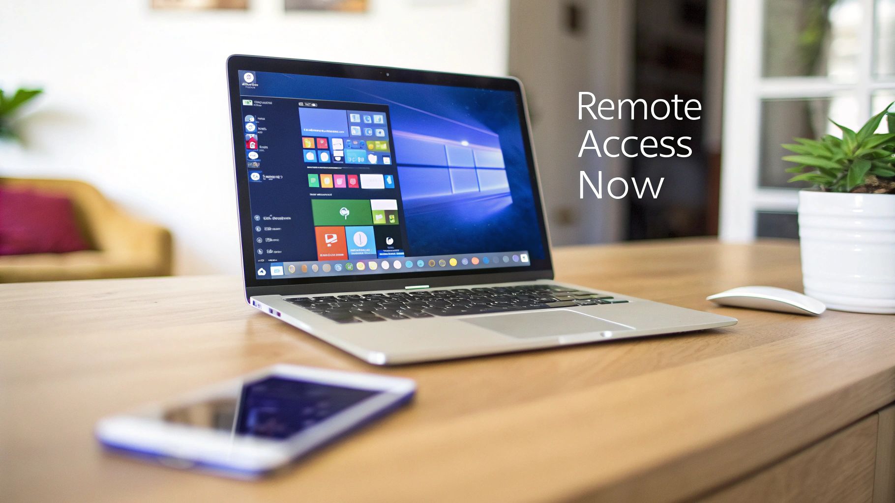 A person working on their Mac, symbolizing a connection to a remote office environment.