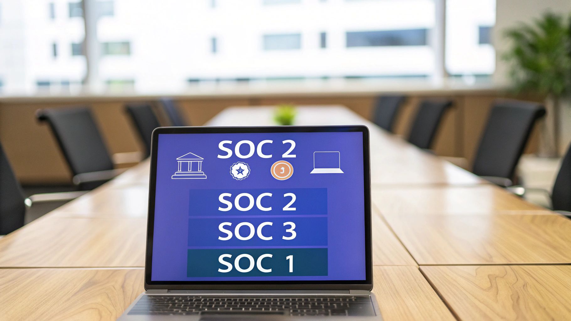 A visual comparison of SOC 1, SOC 2, and SOC 3 reports showing their distinct purposes and audiences.