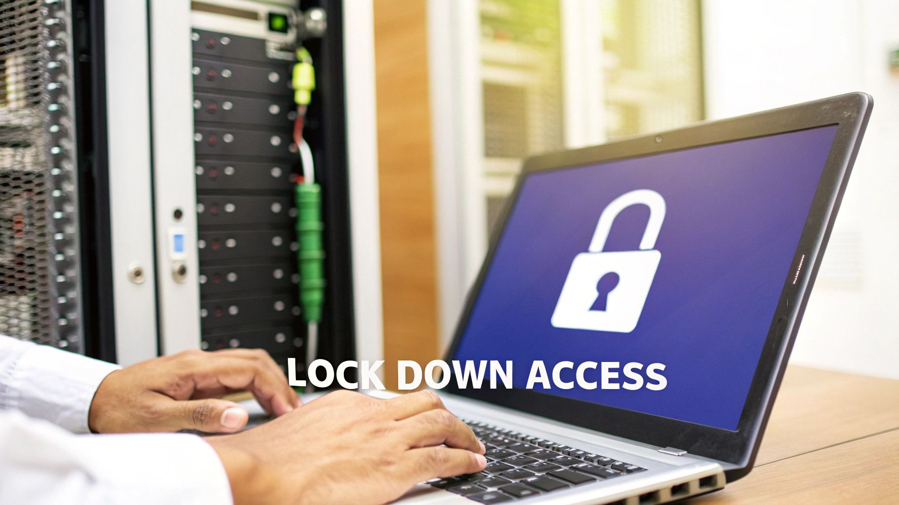 Padlock icon over a network diagram, symbolizing remote connection security
