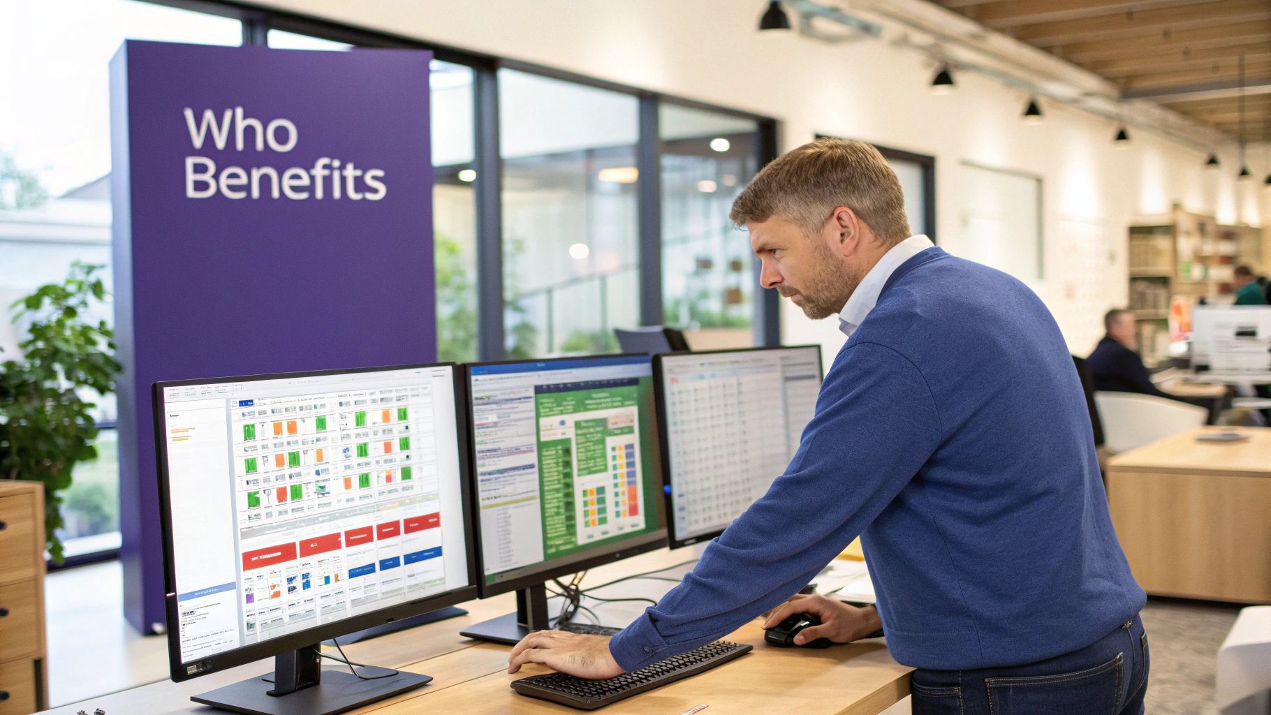 A group of diverse professionals collaborating around a table, illustrating the target audience for cloud-based business solutions.