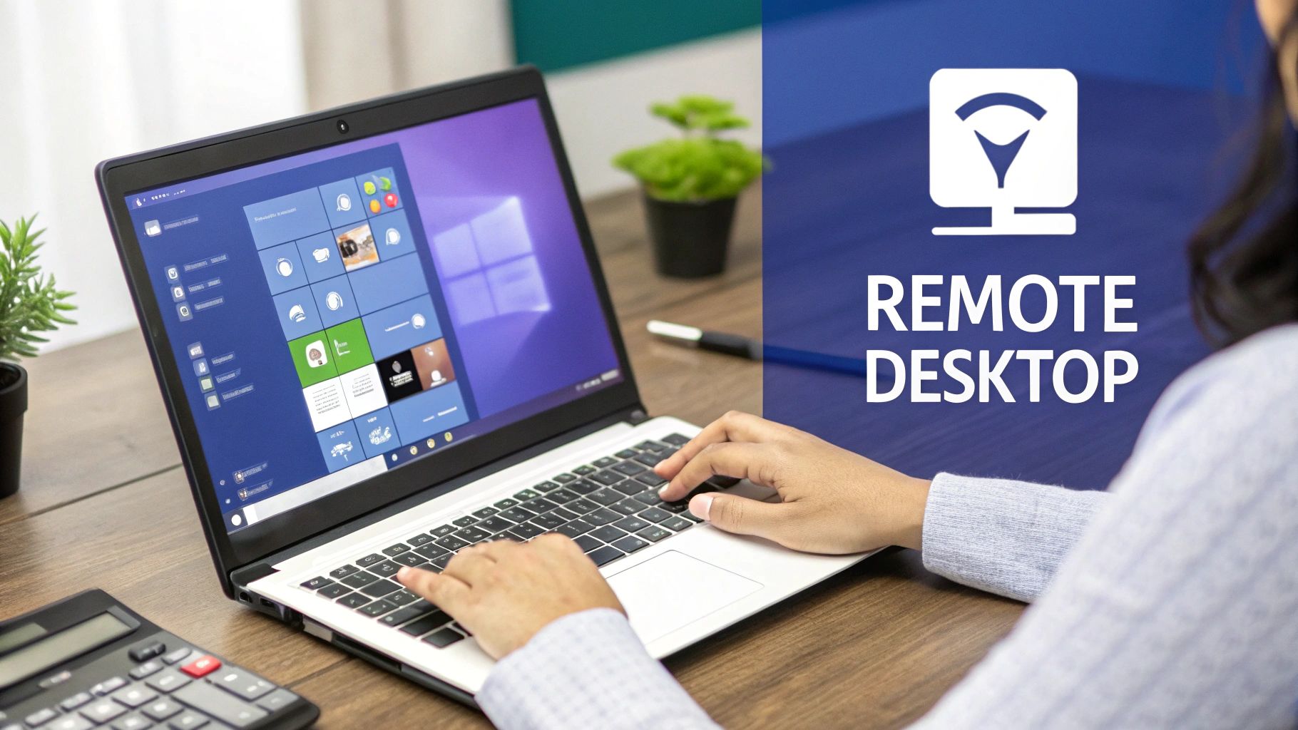 A person working on a laptop, representing remote access to a server