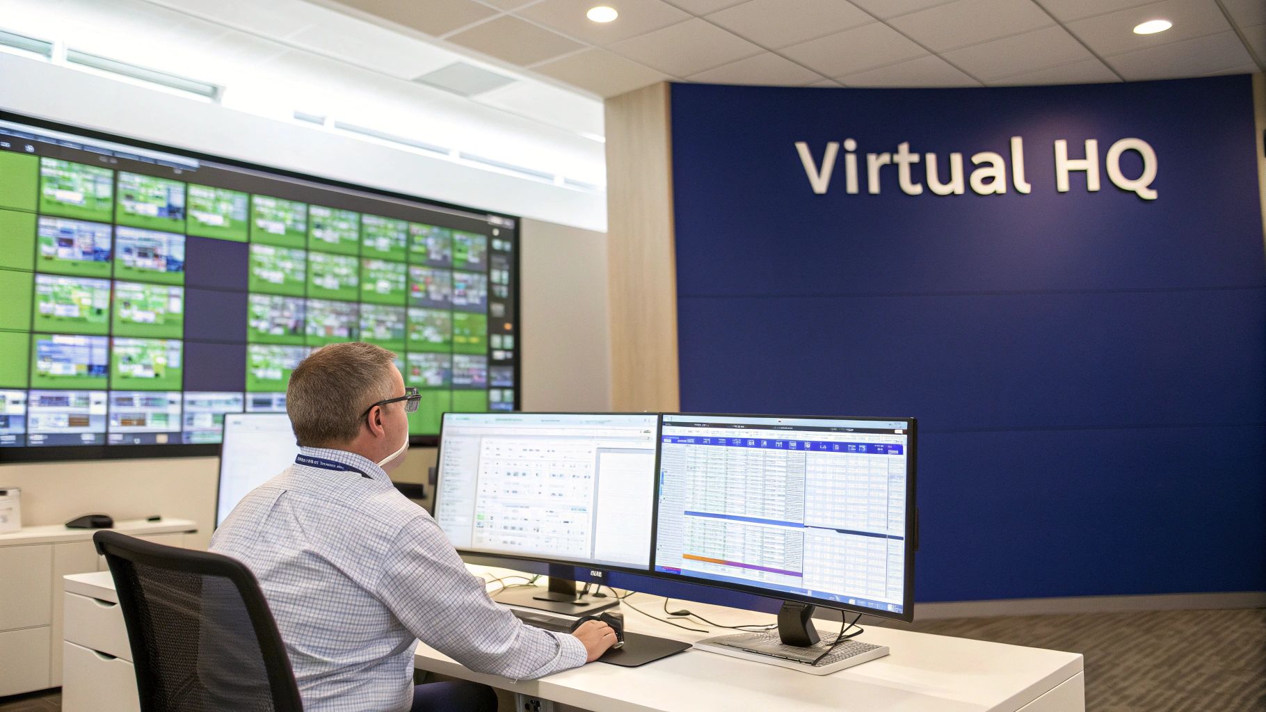 A person working on a laptop connected to a cloud network, representing VDI technology
