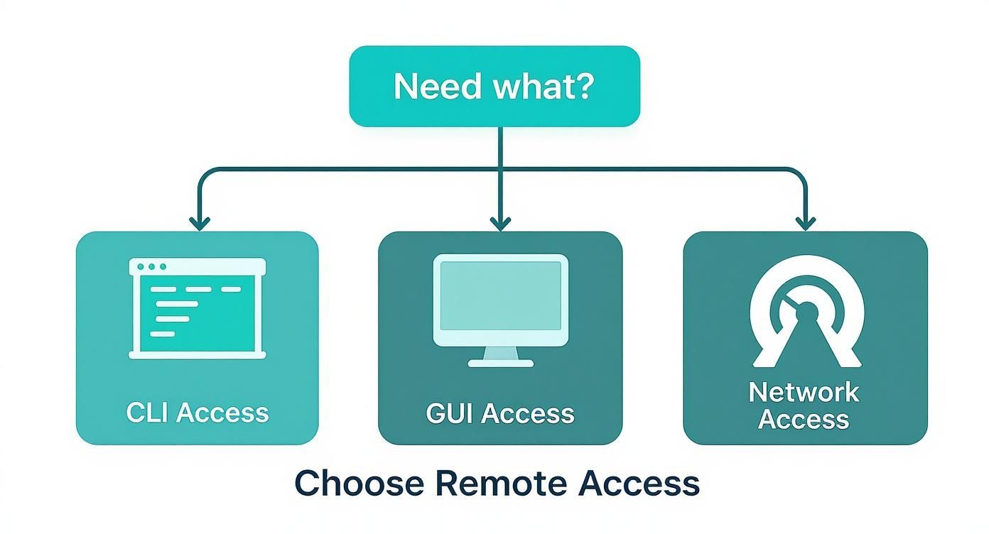 Infographic about how to access server remotely