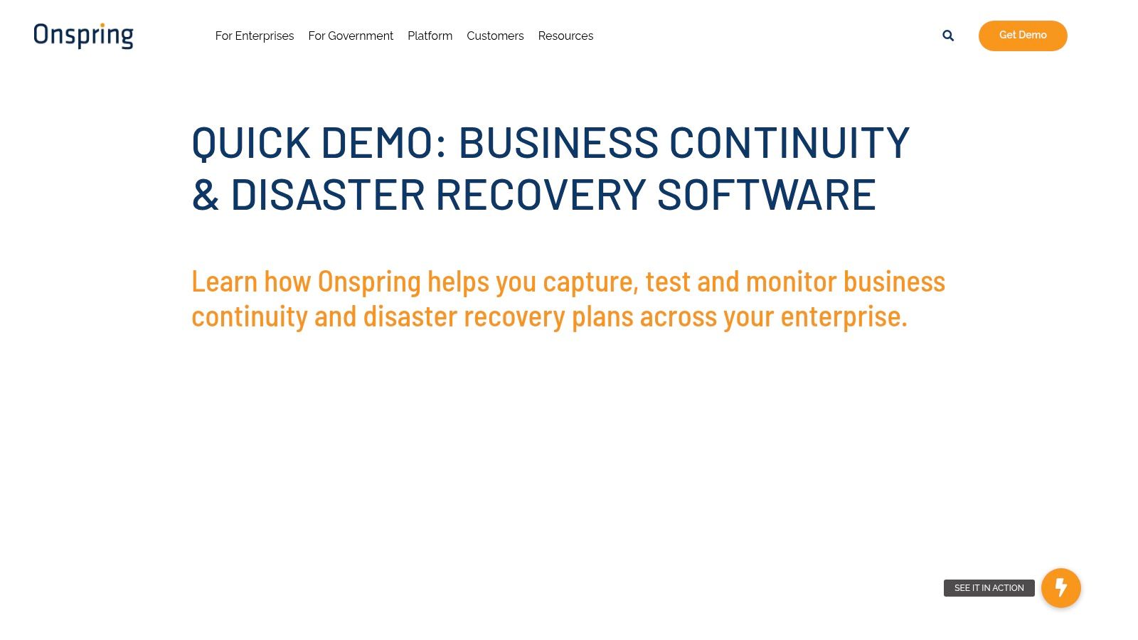 Onspring Business Continuity and Disaster Recovery
