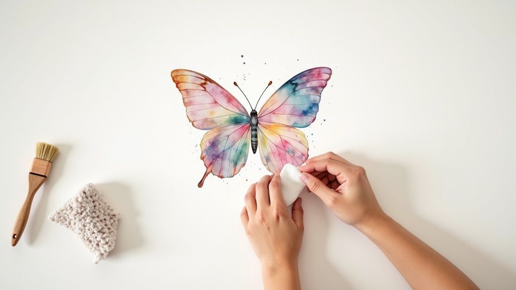 Child and butterfly prints
