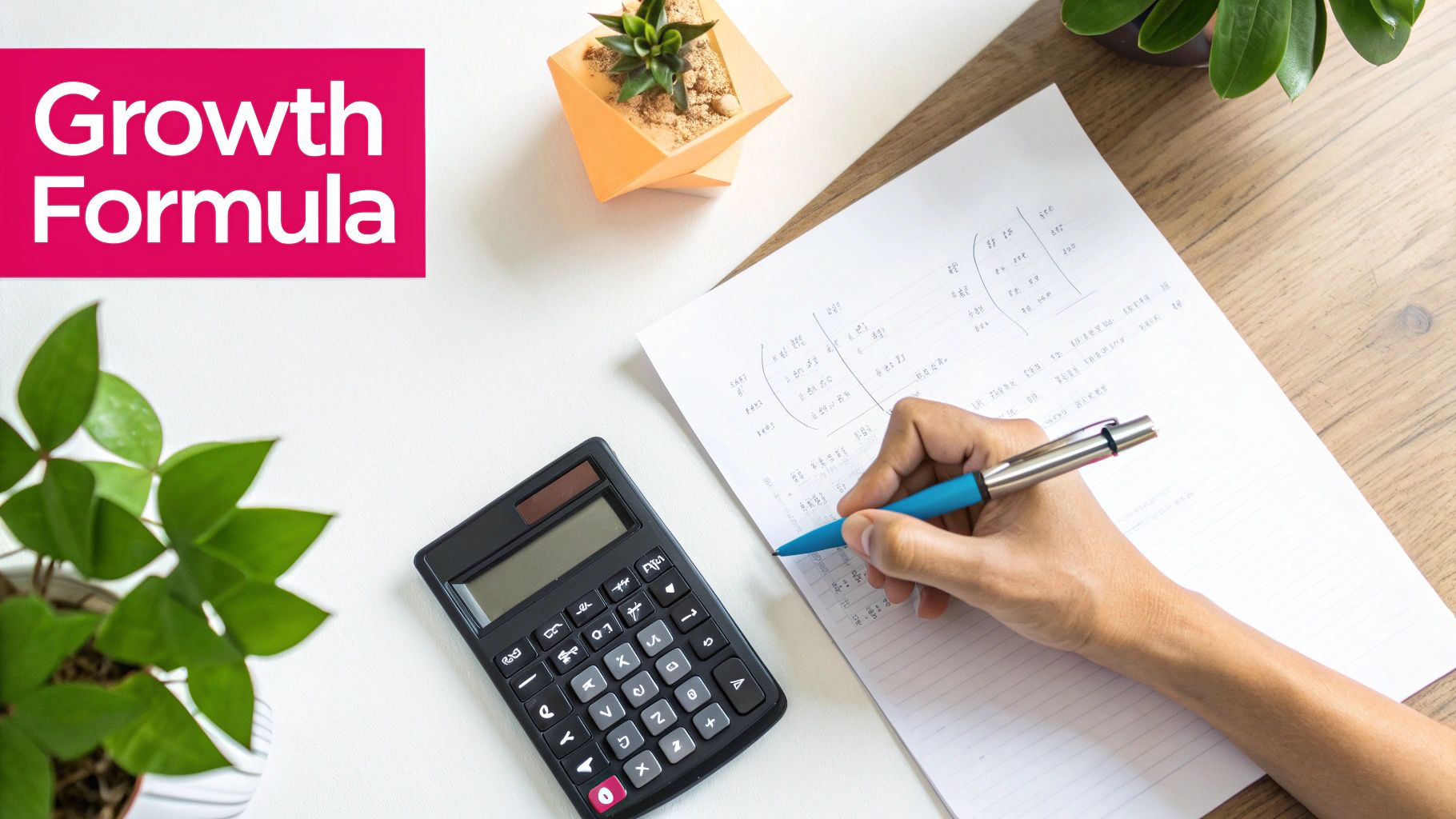 A magnifying glass hovering over a mathematical formula, symbolizing a detailed breakdown