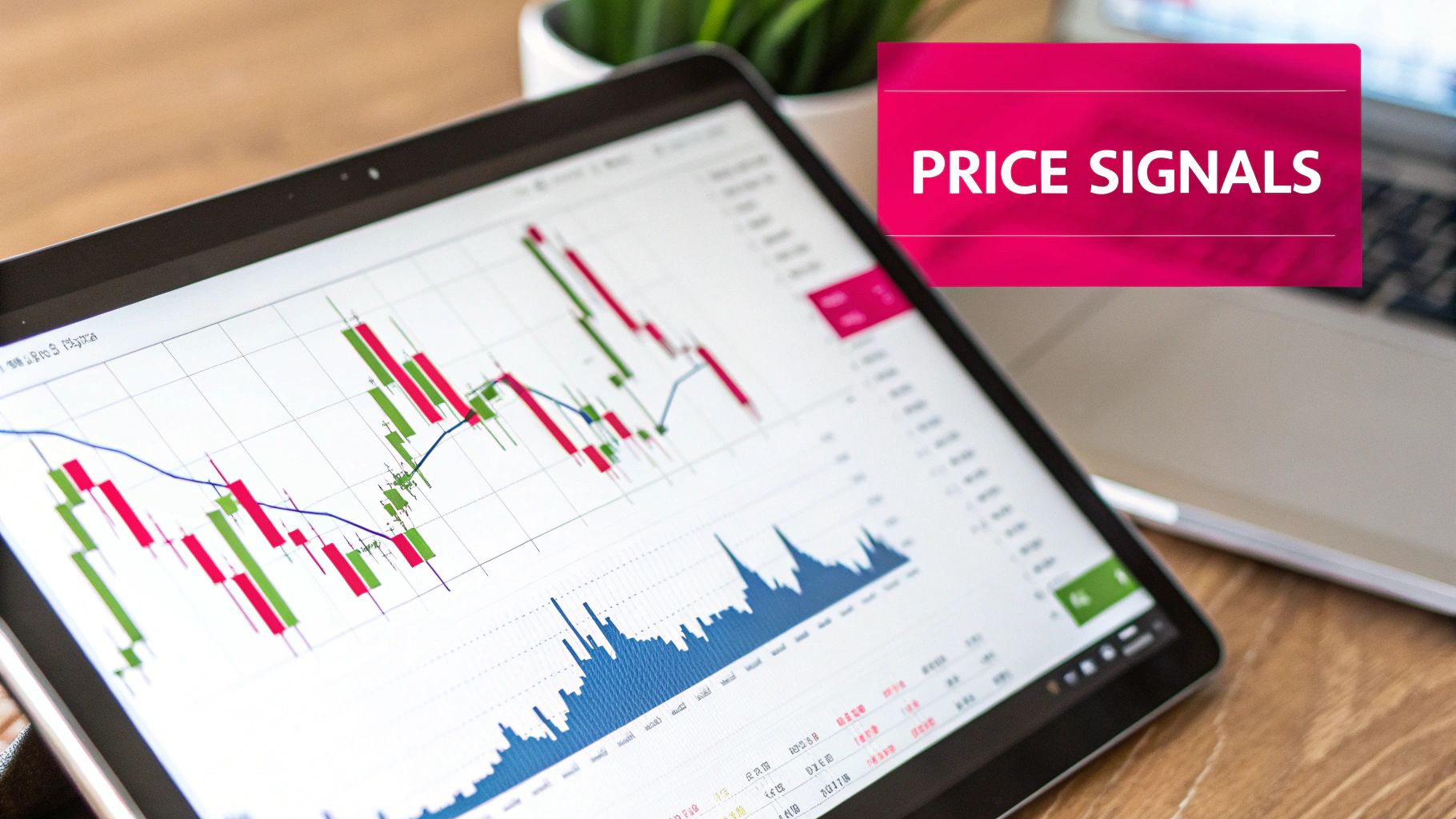 A detailed stock chart with various technical indicators like moving averages and RSI overlaid, representing technical analysis.