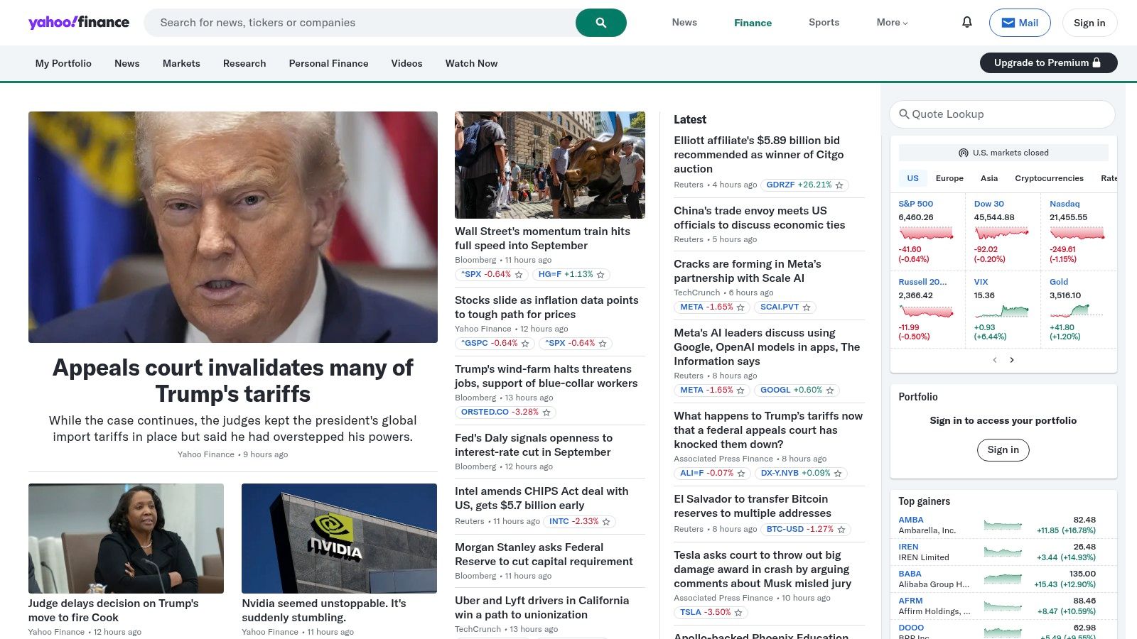 Yahoo Finance (Free + Plus plans)