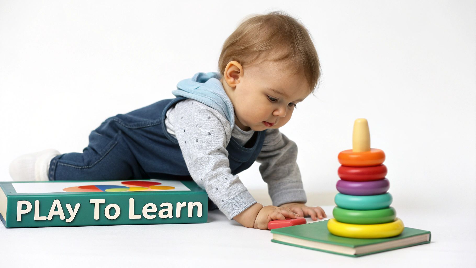 A parent and infant playing together with colourful toys, focusing on fine motor skills.