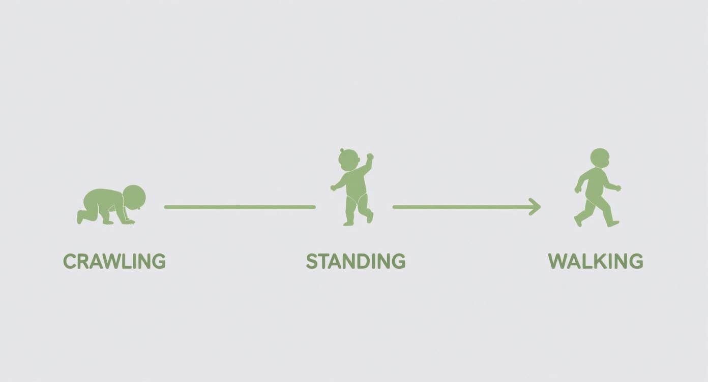 Infographic about when do babies start walking