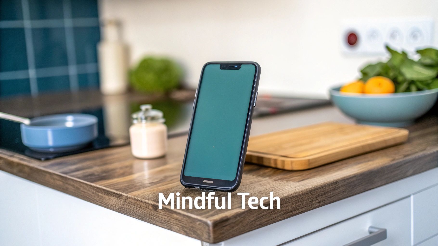 A person adjusting the settings on their smartphone, with app icons visible in the background, signifying the practical steps to reduce screen time.