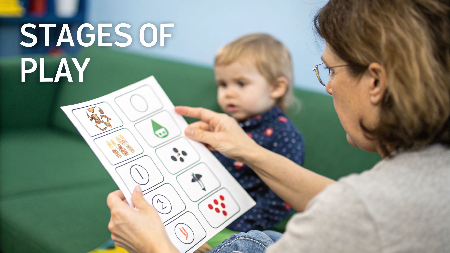 A colourful chart showing different stages of child development and play