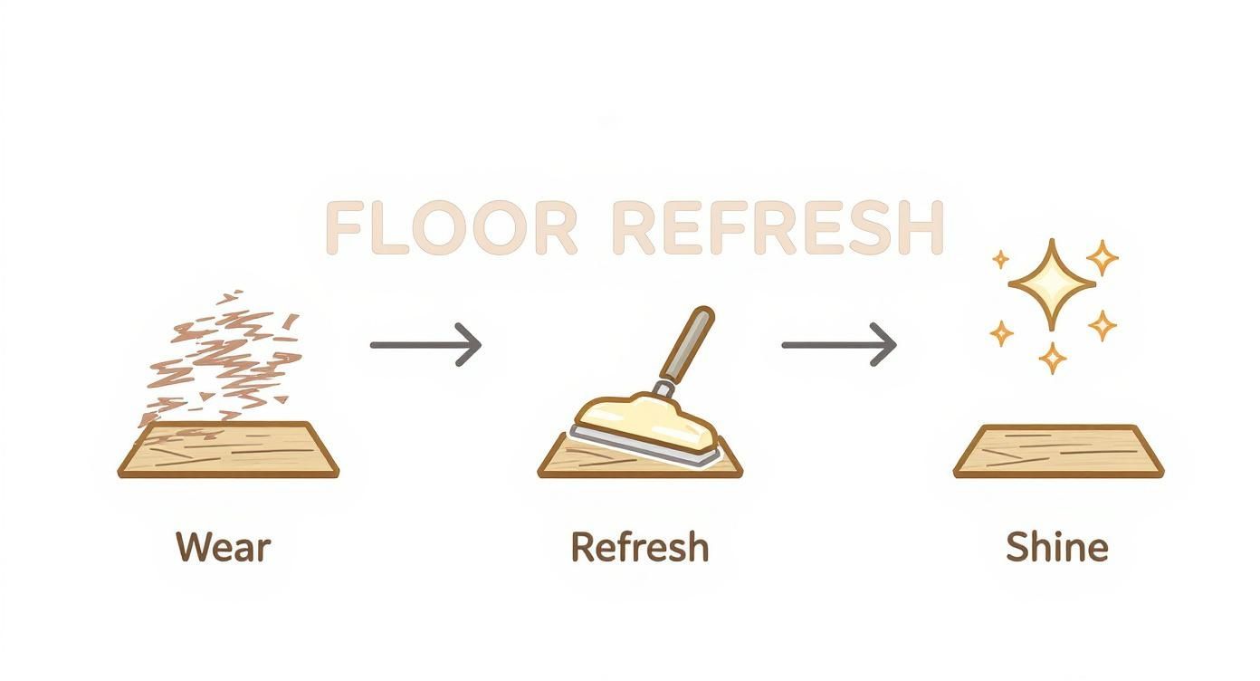 Infographic about screening and recoating hardwood floors